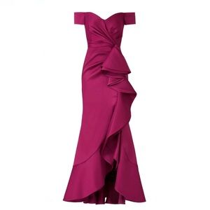 Size 6 Badgley Mischka Sangria Ruffle Gown